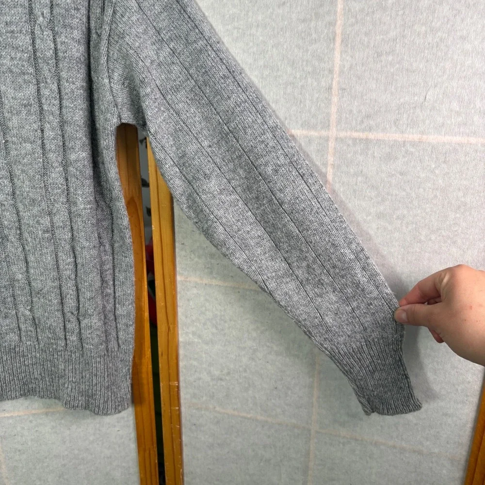 Munsingwear Sweater L Gray Vintage Cable Knit Crewneck Made in USA Mens